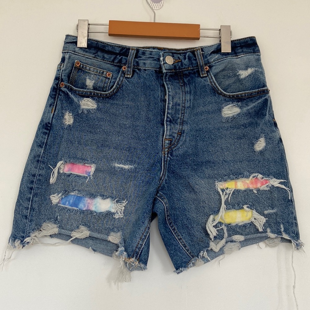 Zara distressed high waisted jeans shorts